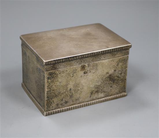 A 1930S silver rectangular box and hinged cover, S. Blanckensee & Sons Ltd, London, 1936, 13 oz.